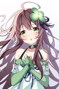 Preview wallpaper girl, clover, glance, anime, art, green