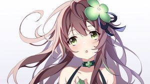 Preview wallpaper girl, clover, glance, anime, art, green