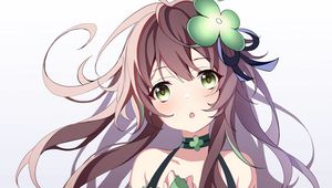 Preview wallpaper girl, clover, glance, anime, art, green