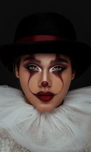 Preview wallpaper girl, clown, face, paint, makeup