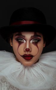 Preview wallpaper girl, clown, face, paint, makeup