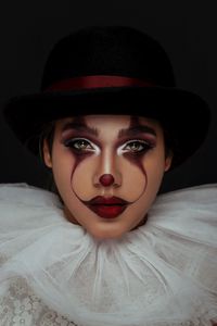 Preview wallpaper girl, clown, face, paint, makeup