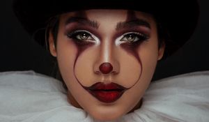 Preview wallpaper girl, clown, face, paint, makeup