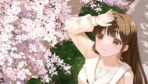 Preview wallpaper girl, coat, sakura, anime, art