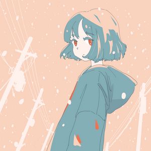 Preview wallpaper girl, coat, walk, snow, winter, anime
