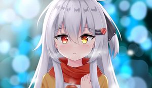 Preview wallpaper girl, coffee, heterochromia, anime, art