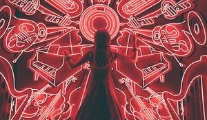 Preview wallpaper girl, conducting, light, back