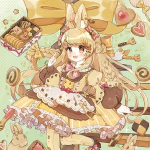 Preview wallpaper girl, cookies, sweets, anime, art