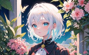 Preview wallpaper girl, costume, flowers, anime