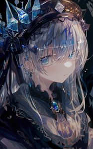 Preview wallpaper girl, crown, gems, jewelry, anime