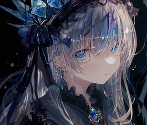 Preview wallpaper girl, crown, gems, jewelry, anime