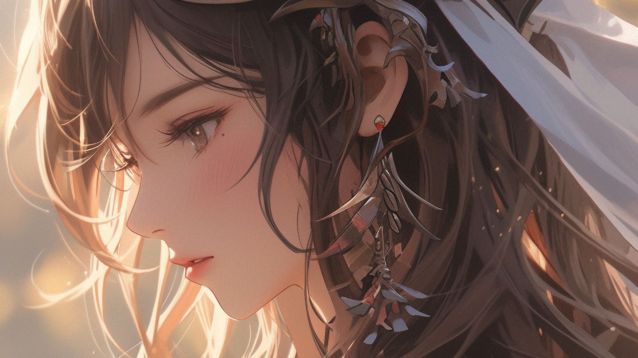 Wallpaper girl, crown, jewelry, profile, anime, art