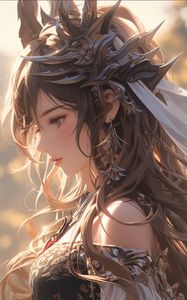 Preview wallpaper girl, crown, jewelry, profile, anime, art