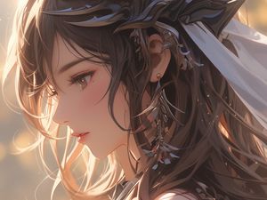 Preview wallpaper girl, crown, jewelry, profile, anime, art