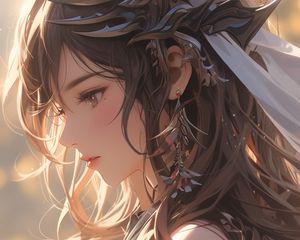 Preview wallpaper girl, crown, jewelry, profile, anime, art