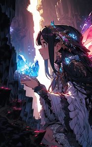Preview wallpaper girl, crystal, jewelry, anime