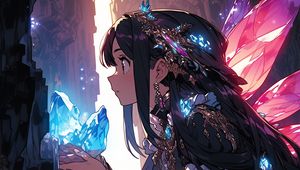 Preview wallpaper girl, crystal, jewelry, anime