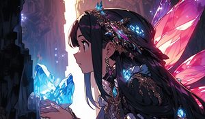 Preview wallpaper girl, crystal, jewelry, anime
