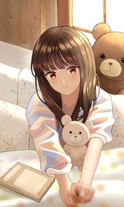 Preview wallpaper girl, cubs, toys, anime