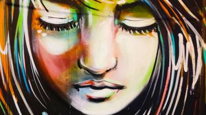 Preview wallpaper girl, cup, graffiti, art, mural