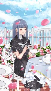 Preview wallpaper girl, cup, tea party, anime, art