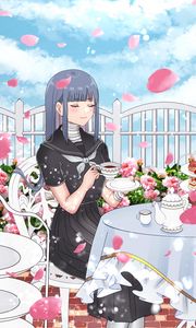 Preview wallpaper girl, cup, tea party, anime, art