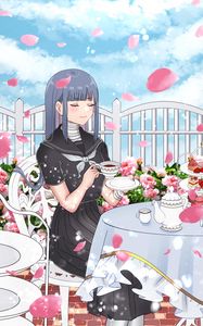 Preview wallpaper girl, cup, tea party, anime, art