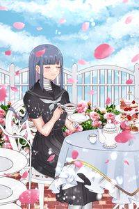 Preview wallpaper girl, cup, tea party, anime, art