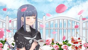 Preview wallpaper girl, cup, tea party, anime, art