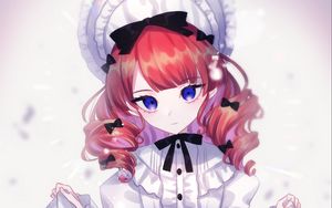 Preview wallpaper girl, curls, dress, anime, art