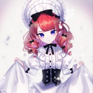 Preview wallpaper girl, curls, dress, anime, art