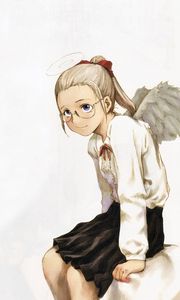 Preview wallpaper girl, cute, glasses, wings, angel