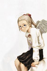 Preview wallpaper girl, cute, glasses, wings, angel