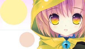 Preview wallpaper girl, cute, hood, coat, eyes