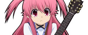 Preview wallpaper girl, cute, indignation, guitar, background