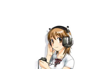 Preview wallpaper girl, cute, smile, headphones, music