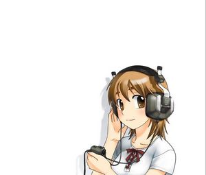Preview wallpaper girl, cute, smile, headphones, music