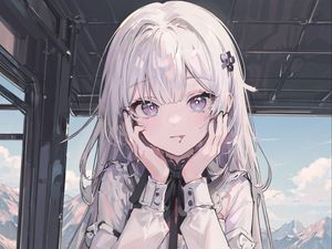 Preview wallpaper girl, cute, train, anime, art