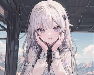 Preview wallpaper girl, cute, train, anime, art