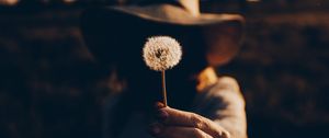 Preview wallpaper girl, dandelion, hand, dark