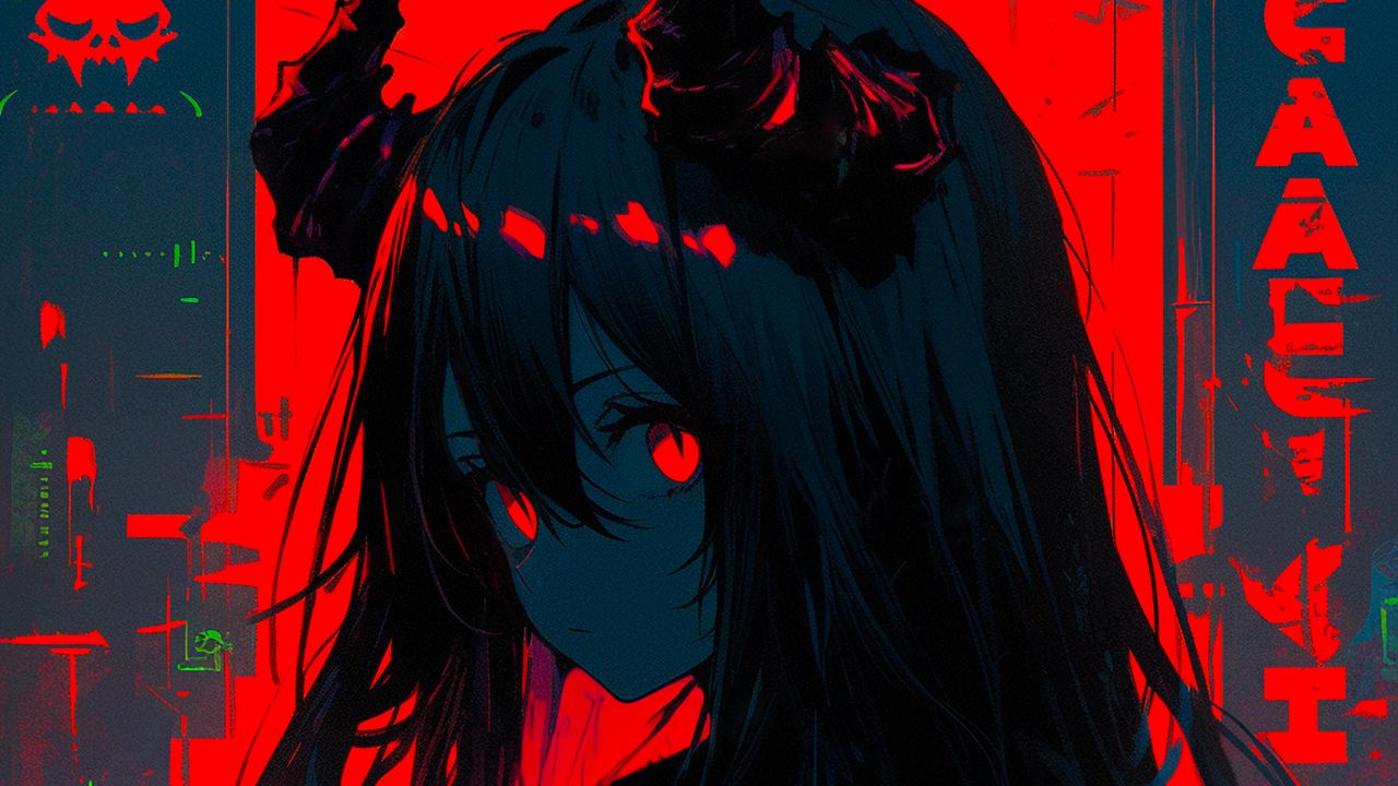 Wallpaper girl, demon, anime, red, dark hd, picture, image