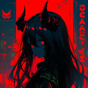 Preview wallpaper girl, demon, anime, red, dark