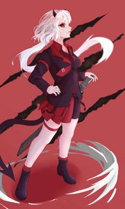 Preview wallpaper girl, demon, costume, anime, art, red