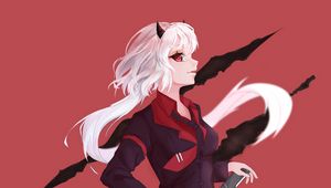 Preview wallpaper girl, demon, costume, anime, art, red