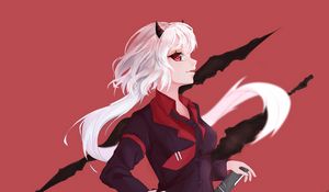 Preview wallpaper girl, demon, costume, anime, art, red