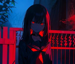 Preview wallpaper girl, demon, dark, art, anime