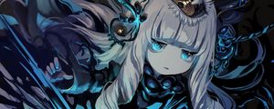 Preview wallpaper girl, demon, eye, anime, art, blue