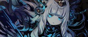 Preview wallpaper girl, demon, eye, anime, art, blue