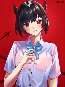 Preview wallpaper girl, demon, glance, anime