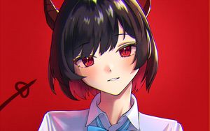 Preview wallpaper girl, demon, glance, anime